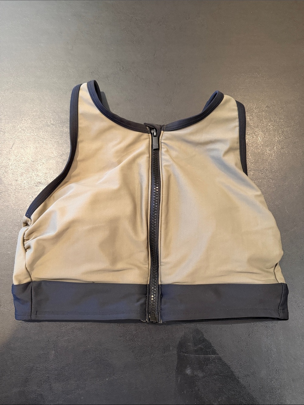 all in motion Tan and Black Front Zip Sports Bra